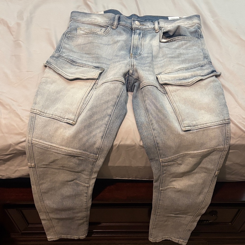 H&M Washed Blue Cargo Pants